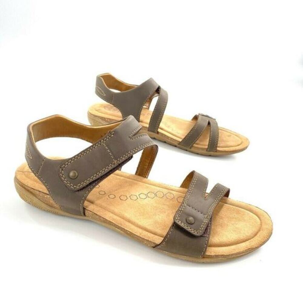 Earth Origins Sandals‎ Women's Size 6 Brown Leather Adjustable Straps Casual